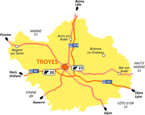 carte accès Troyes en voiture