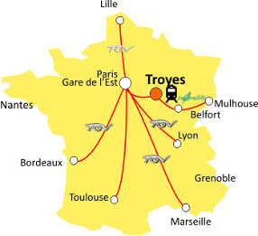 carte accès Troyes par le train
